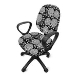 Vintage Black And White Floral Print Office Chair Cover