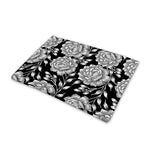Vintage Black And White Floral Print Pet Cooling Mat Cover