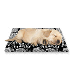 Vintage Black And White Floral Print Pet Cooling Mat Cover