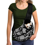 Vintage Black And White Floral Print Pet Sling Carrier