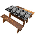 Vintage Black And White Floral Print Picnic Table Cover