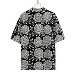 Vintage Black And White Floral Print Rayon Hawaiian Shirt