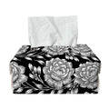 Vintage Black And White Floral Print Rectangle Tissue Box Cover