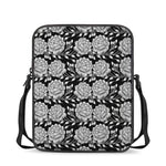 Vintage Black And White Floral Print Rectangular Crossbody Bag