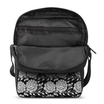 Vintage Black And White Floral Print Rectangular Crossbody Bag