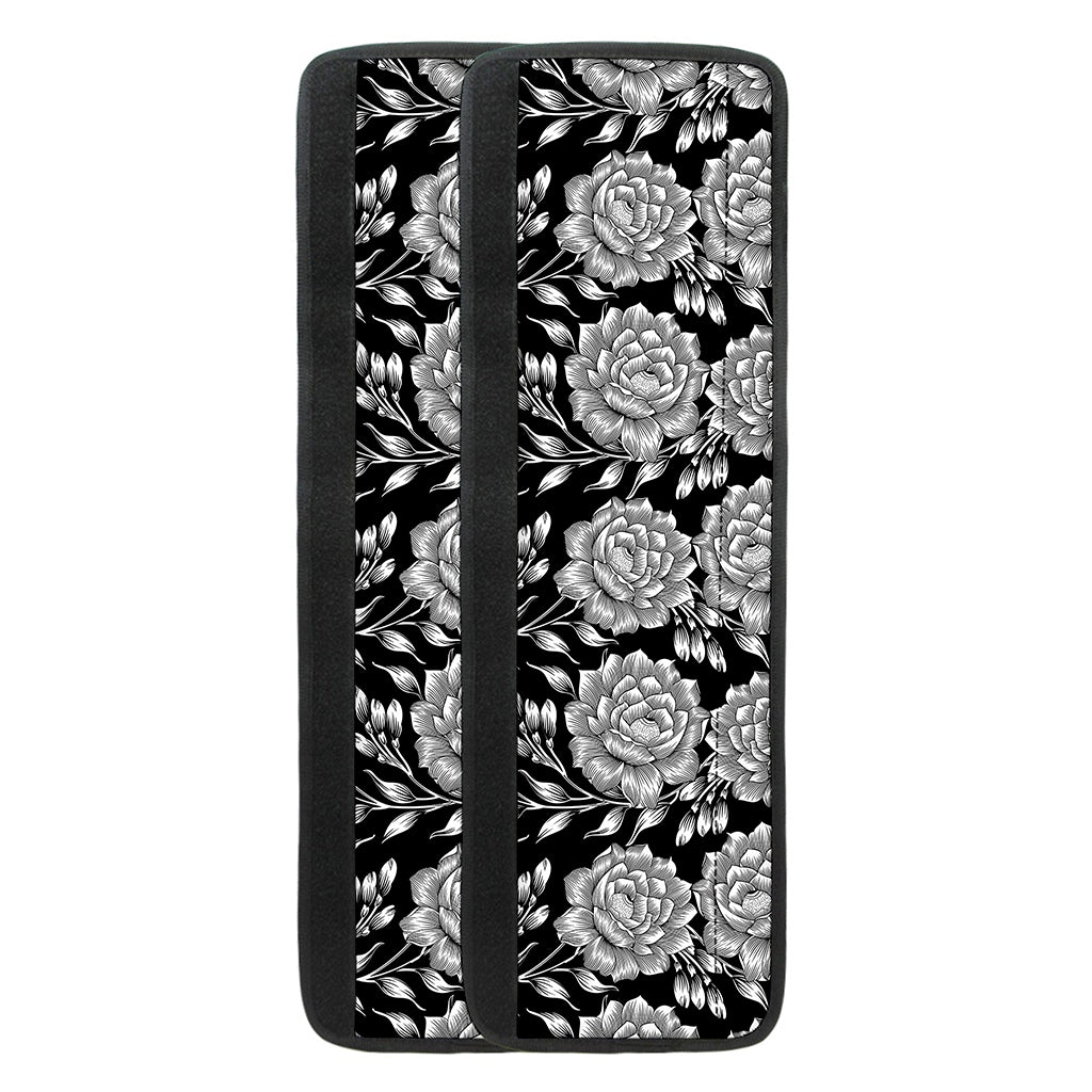 Vintage Black And White Floral Print Refrigerator Handle Covers