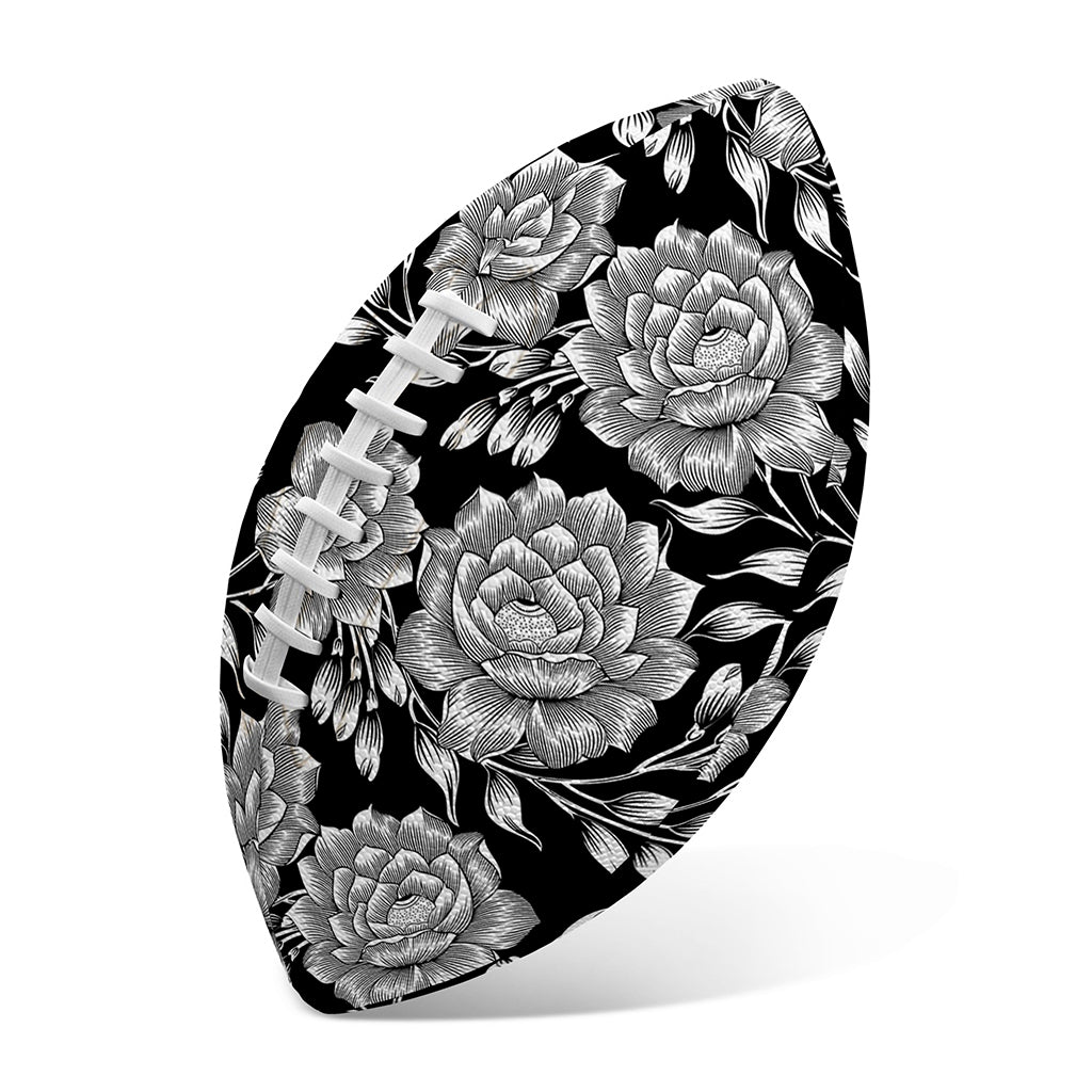 Vintage Black And White Floral Print Rugby Ball