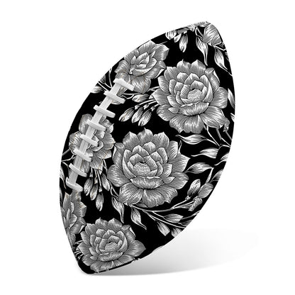 Vintage Black And White Floral Print Rugby Ball