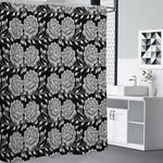 Vintage Black And White Floral Print Shower Curtain