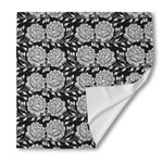 Vintage Black And White Floral Print Silk Bandana