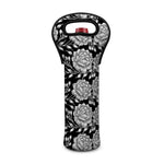 Vintage Black And White Floral Print Single Neoprene Wine Tote