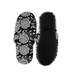 Vintage Black And White Floral Print Slippers
