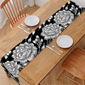Vintage Black And White Floral Print Table Runner