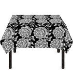 Vintage Black And White Floral Print Tablecloth