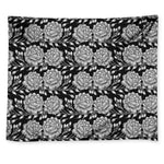 Vintage Black And White Floral Print Tapestry