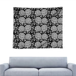 Vintage Black And White Floral Print Tapestry