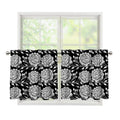 Vintage Black And White Floral Print Tier Curtains