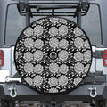 Vintage Black And White Floral Print Tire Cover With Camera Hole