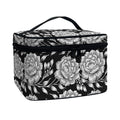 Vintage Black And White Floral Print Travel Makeup Bag