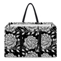 Vintage Black And White Floral Print Utility Tote Bag