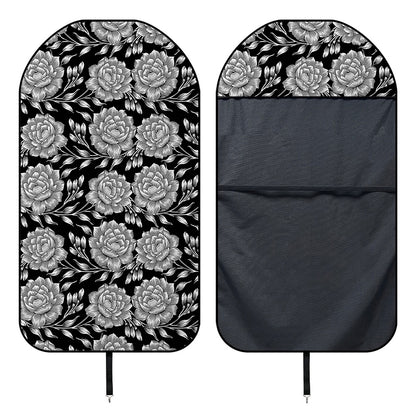Vintage Black And White Floral Print Waterproof Car Seat Cover