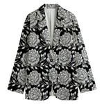 Vintage Black And White Floral Print Women's Blazer