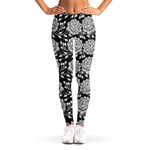 Vintage Black And White Floral Print Women's Leggings