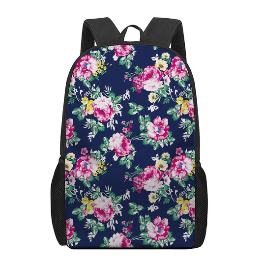 Vintage Blossom Floral Pattern Print 17 Inch Backpack