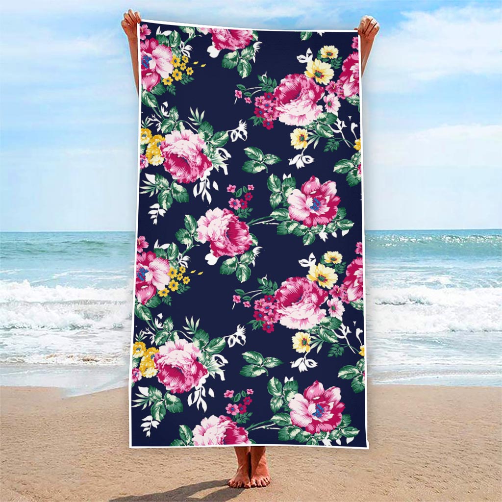 Vintage Blossom Floral Pattern Print Beach Towel