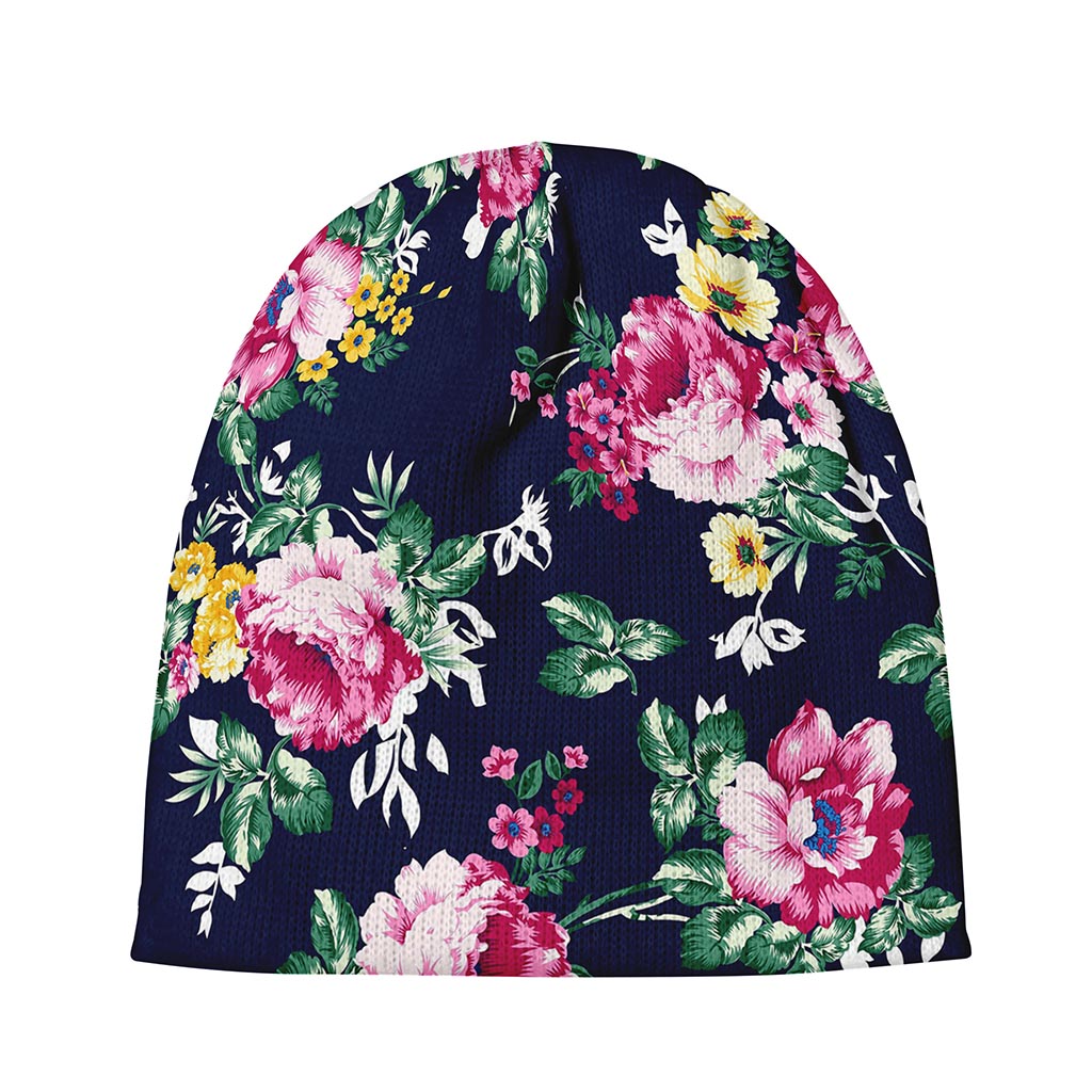 Vintage Blossom Floral Pattern Print Beanie