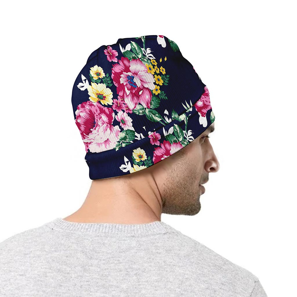 Vintage Blossom Floral Pattern Print Beanie