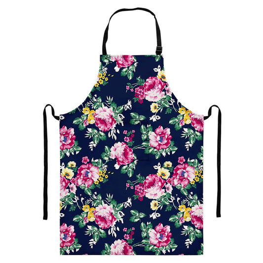Vintage Blossom Floral Pattern Print Bib Apron With Pocket