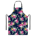 Vintage Blossom Floral Pattern Print Bib Apron With Pocket