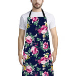 Vintage Blossom Floral Pattern Print Bib Apron With Pocket