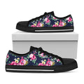 Vintage Blossom Floral Pattern Print Black Low Top Sneakers