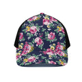 Vintage Blossom Floral Pattern Print Black Mesh Trucker Hat