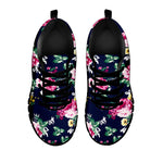 Vintage Blossom Floral Pattern Print Black Running Shoes