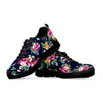 Vintage Blossom Floral Pattern Print Black Running Shoes