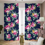 Vintage Blossom Floral Pattern Print Blackout Pencil Pleat Curtains