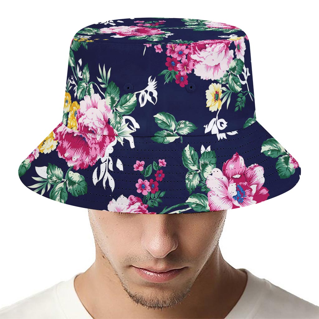 Vintage Blossom Floral Pattern Print Bucket Hat