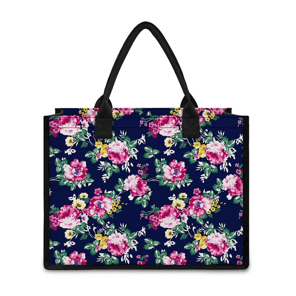 Vintage Blossom Floral Pattern Print Canvas Tote Bag