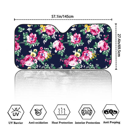 Vintage Blossom Floral Pattern Print Car Windshield Sun Shade