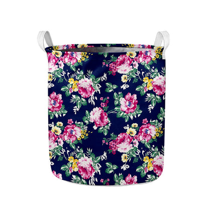 Vintage Blossom Floral Pattern Print Collapsible Laundry Basket
