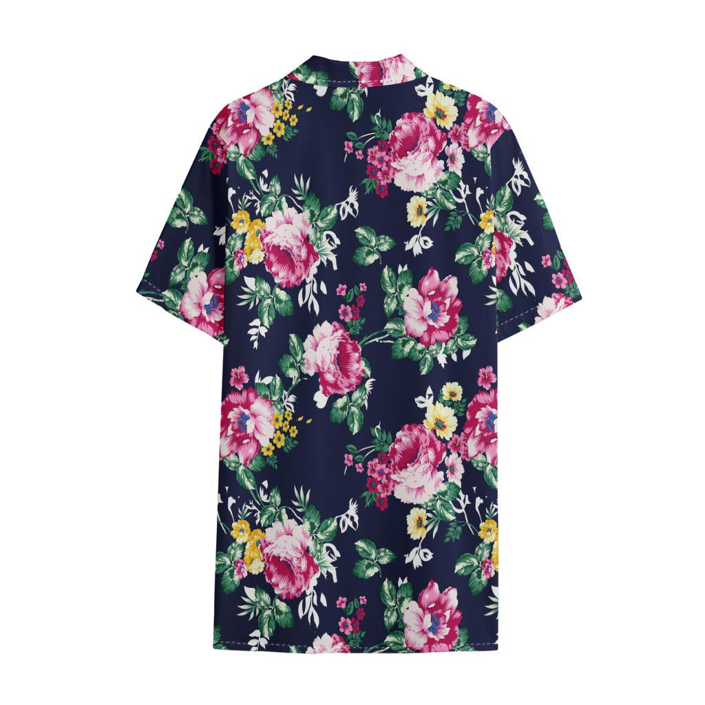 Vintage Blossom Floral Pattern Print Cotton Hawaiian Shirt