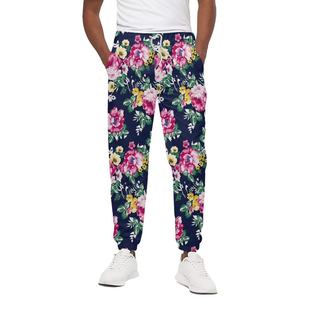 Vintage Blossom Floral Pattern Print Cotton Pants