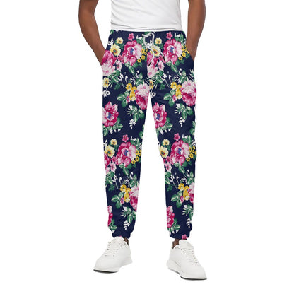 Vintage Blossom Floral Pattern Print Cotton Pants