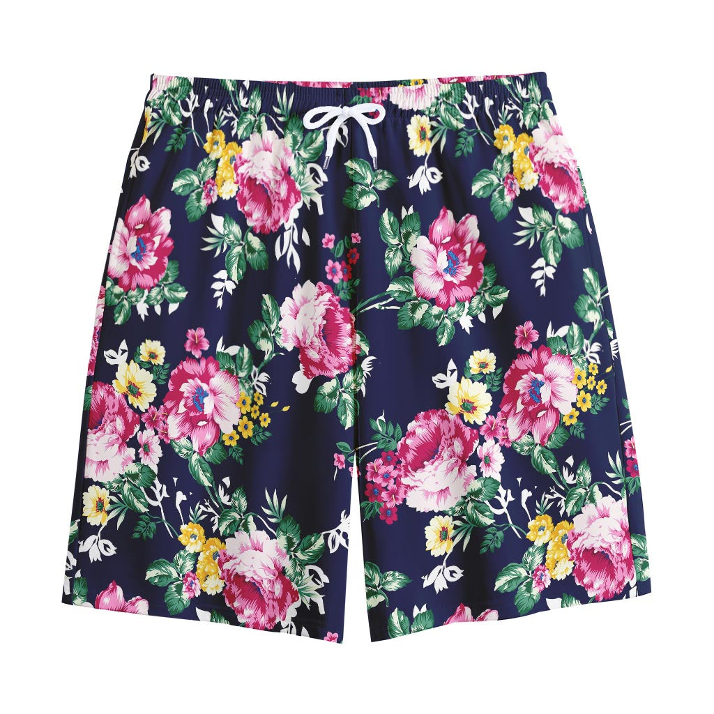 Vintage Blossom Floral Pattern Print Cotton Shorts