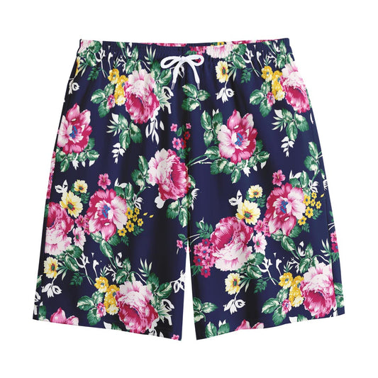 Vintage Blossom Floral Pattern Print Cotton Shorts