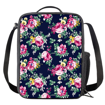 Vintage Blossom Floral Pattern Print Crossbody Lunch Bag