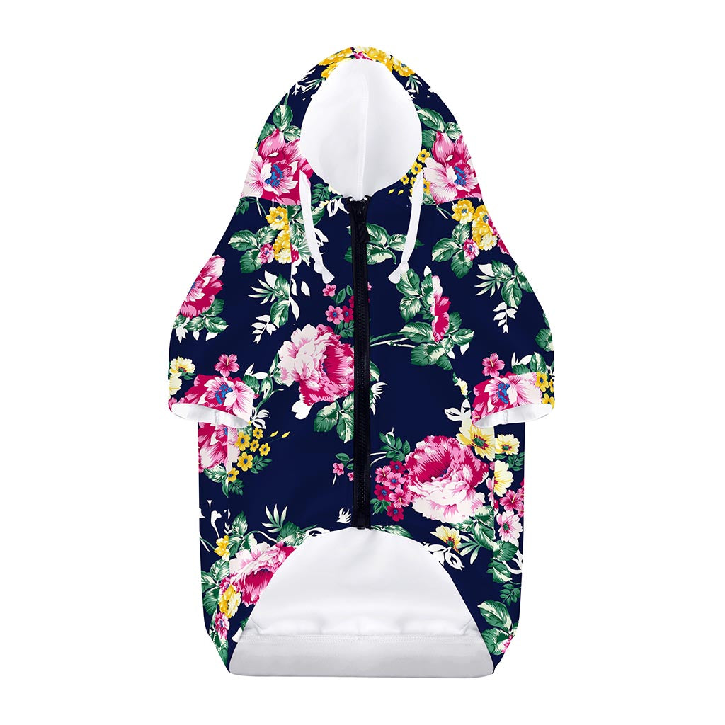 Vintage Blossom Floral Pattern Print Dog Zip Up Hoodie